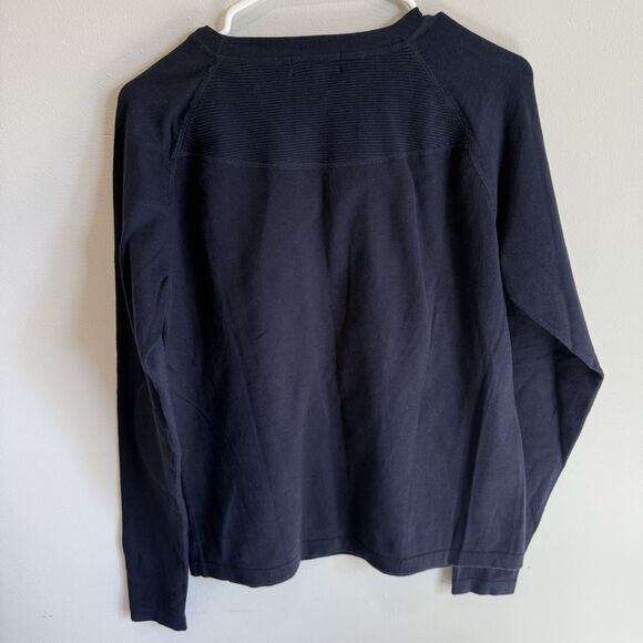 Faconnable Women's Medium Navy Blue Lightweight Sweater Elbow Patches EUC Read - Picture 8 of 9